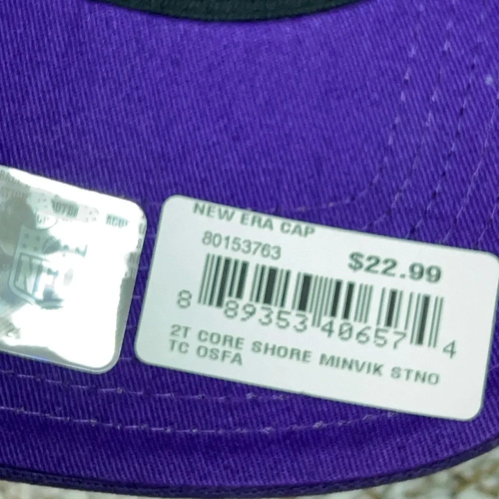 Minnesota Vikings Mens Hat Strap Back Beige Purple Cap Football New Era NFL Logo